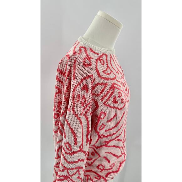 Snapdragon for Revolve Ivory Pink Faces Sweater Pullover Knit XS S White Smiley - Picture 2 of 7